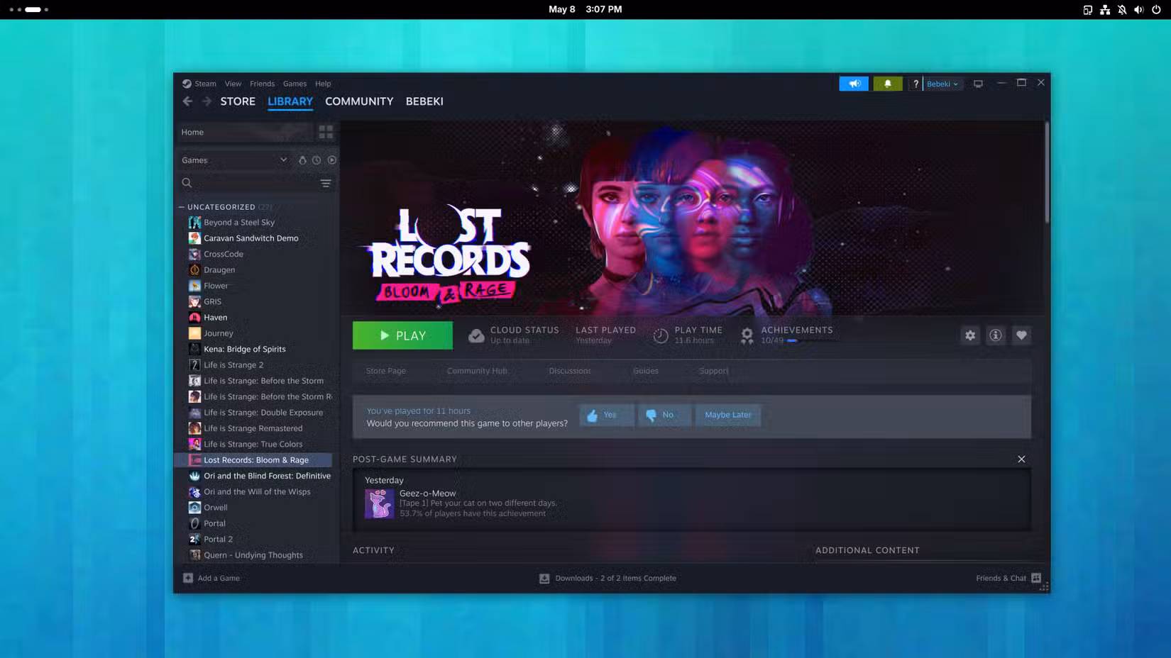 Steam open on a Fedora desktop.