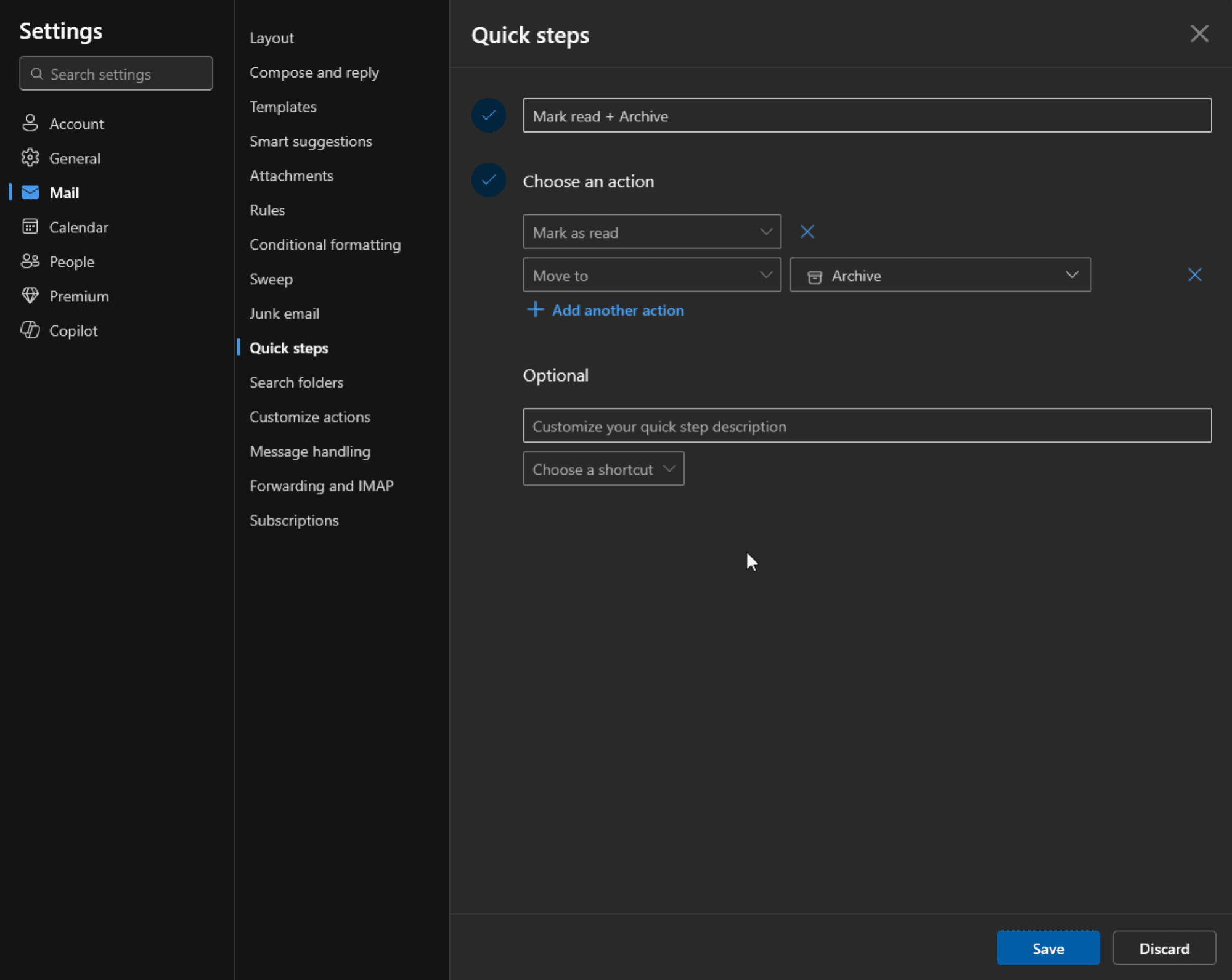 Quick steps in Outlook.