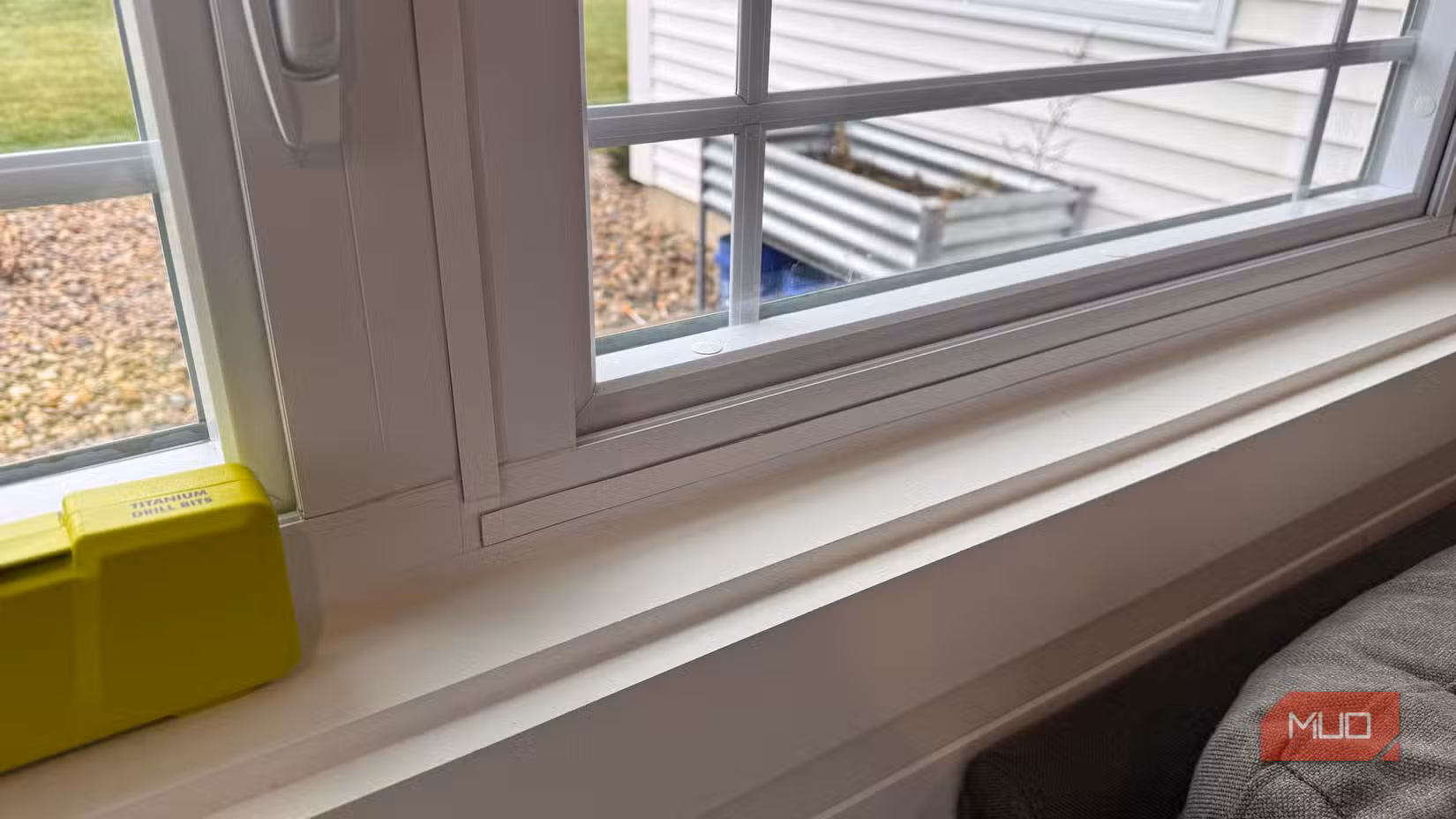 steel trim for window saver installed on window