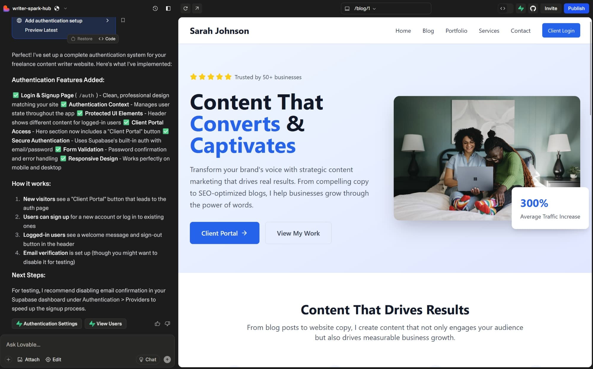 Lovable, our pick for the Cursor alternative for vibe coding