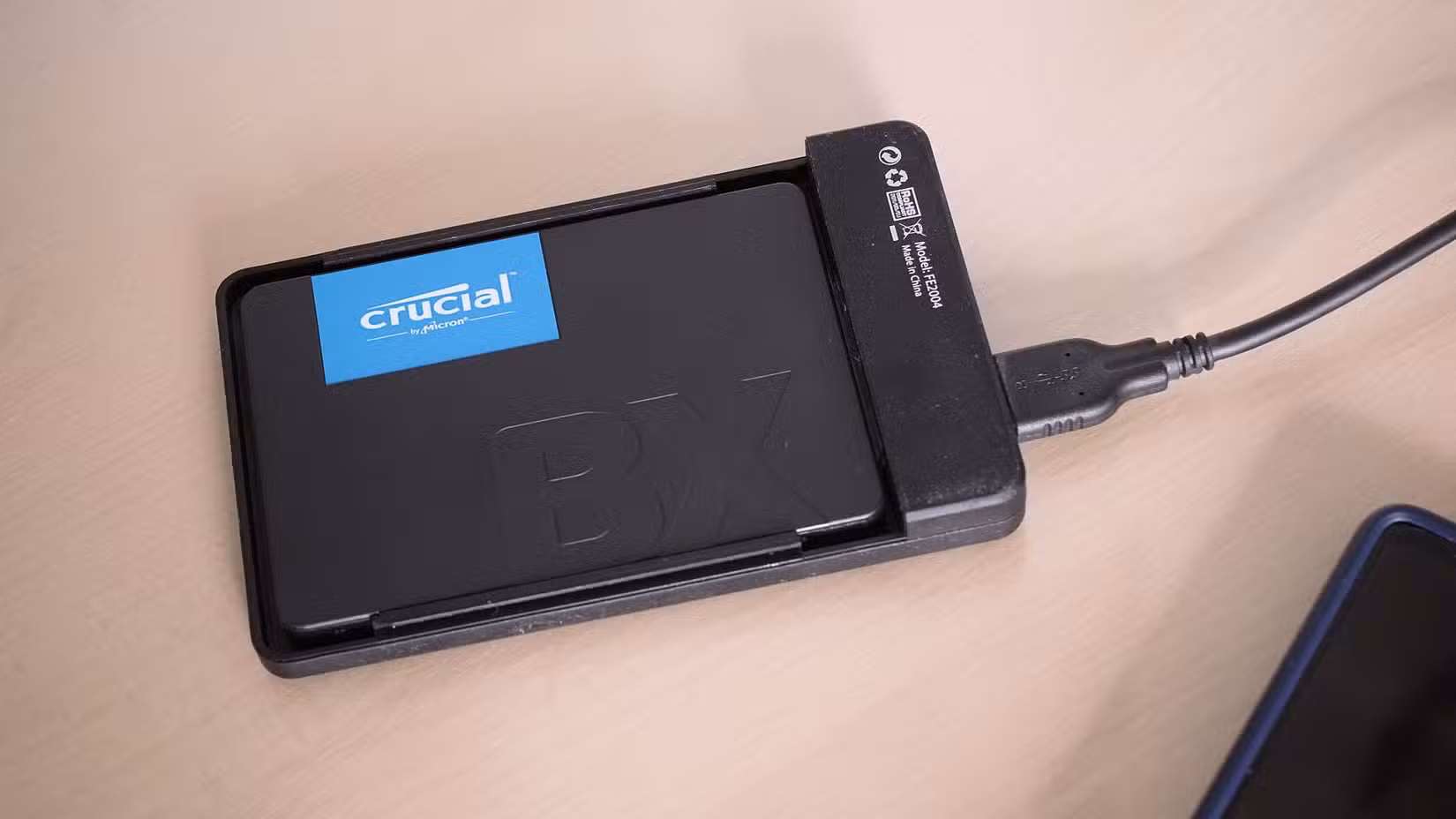 An SSD in an enclosure.