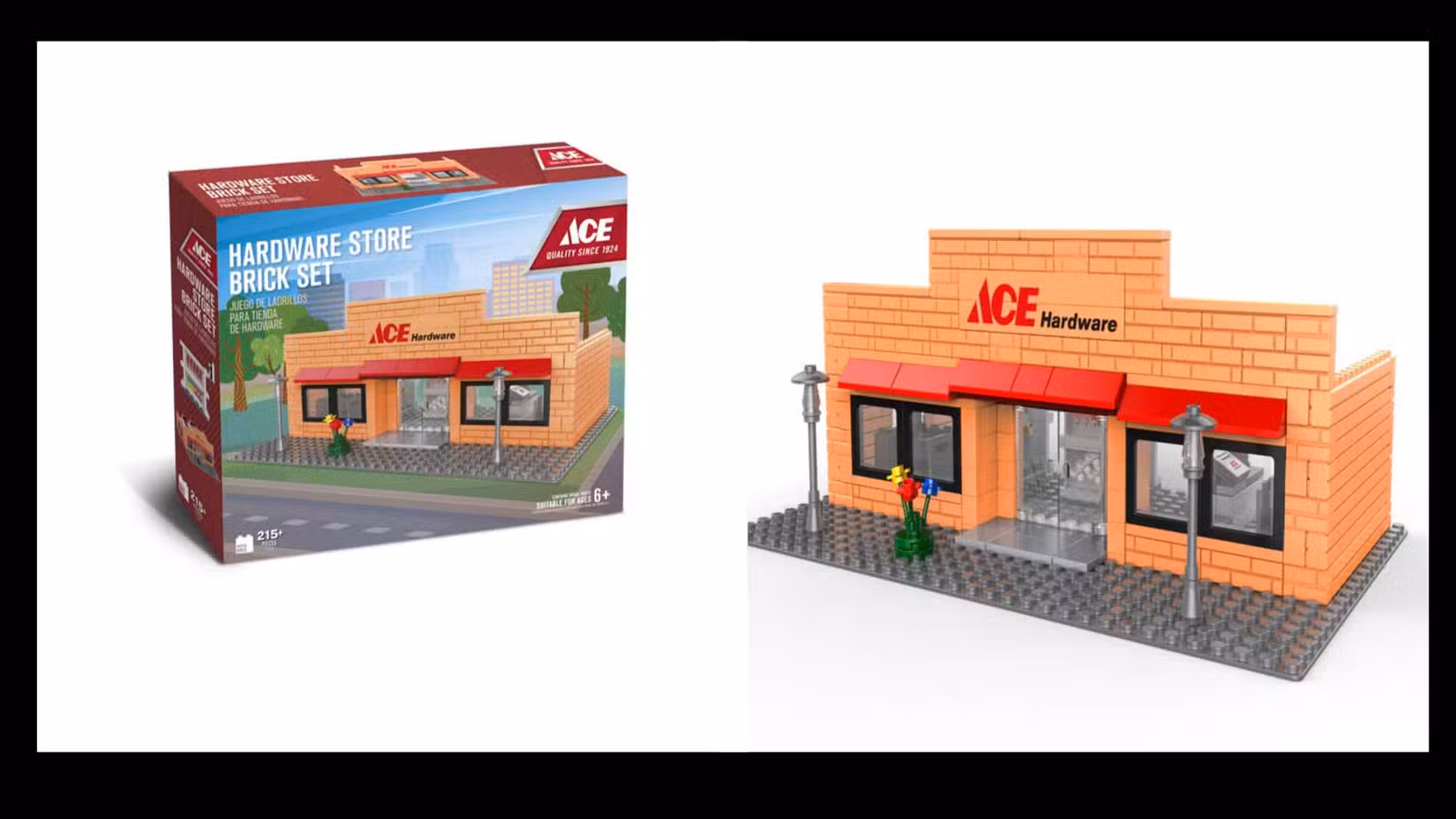 Knock-off lego sets of an Ace Hardware store