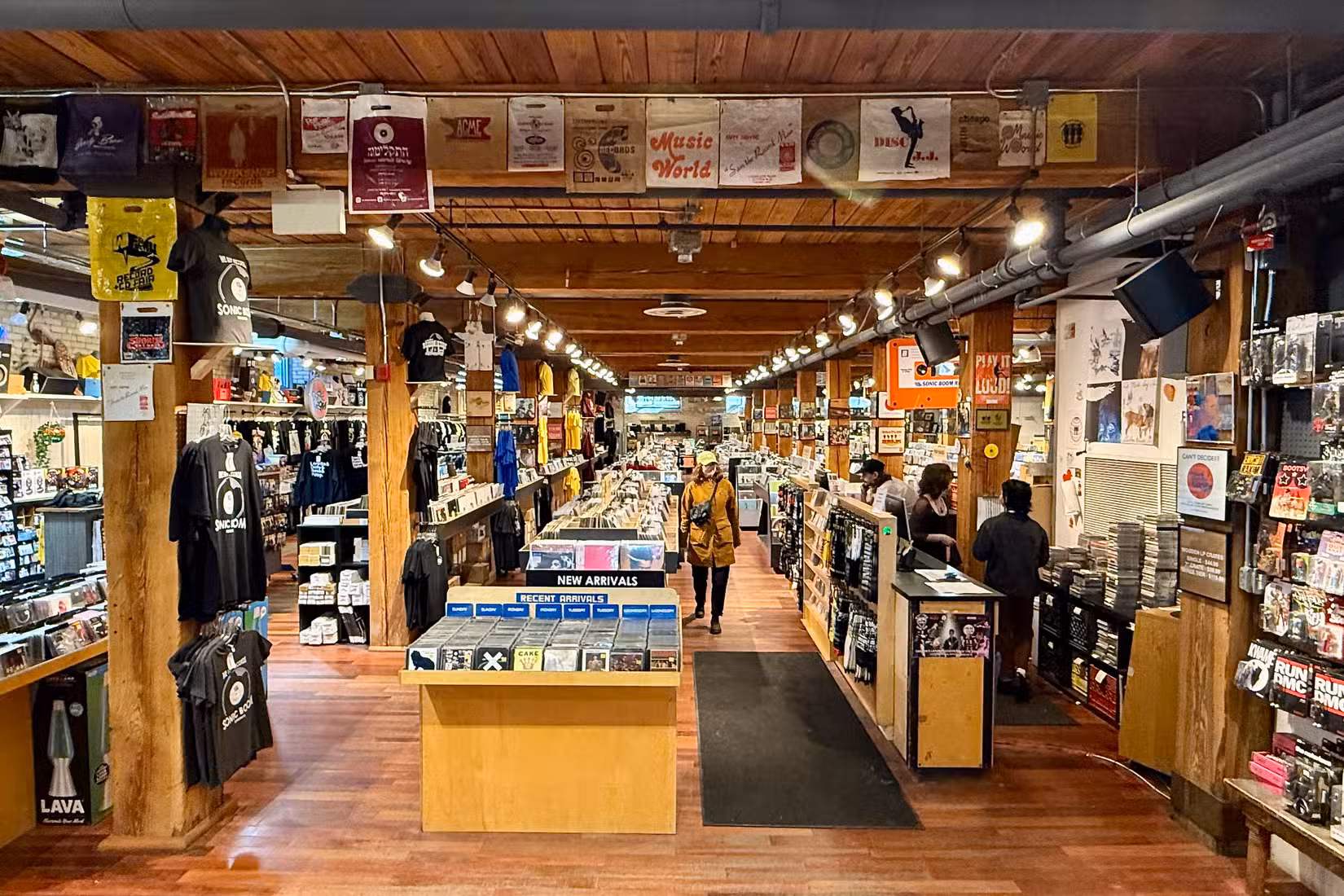 Inside a record store