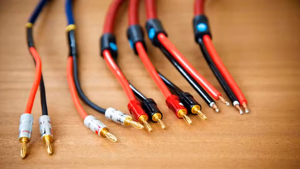 An assortment of speaker cables.