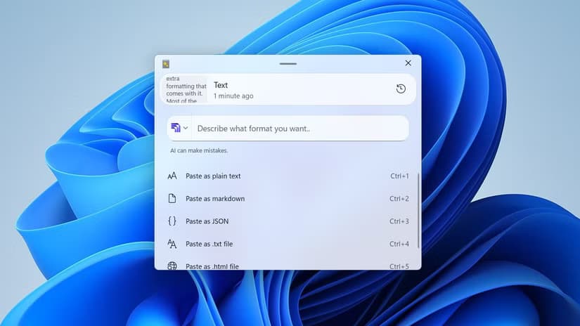 The Advanced Paste window in Windows 11