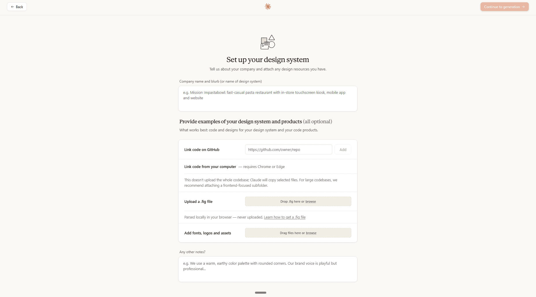 Design system integration in Claude Design