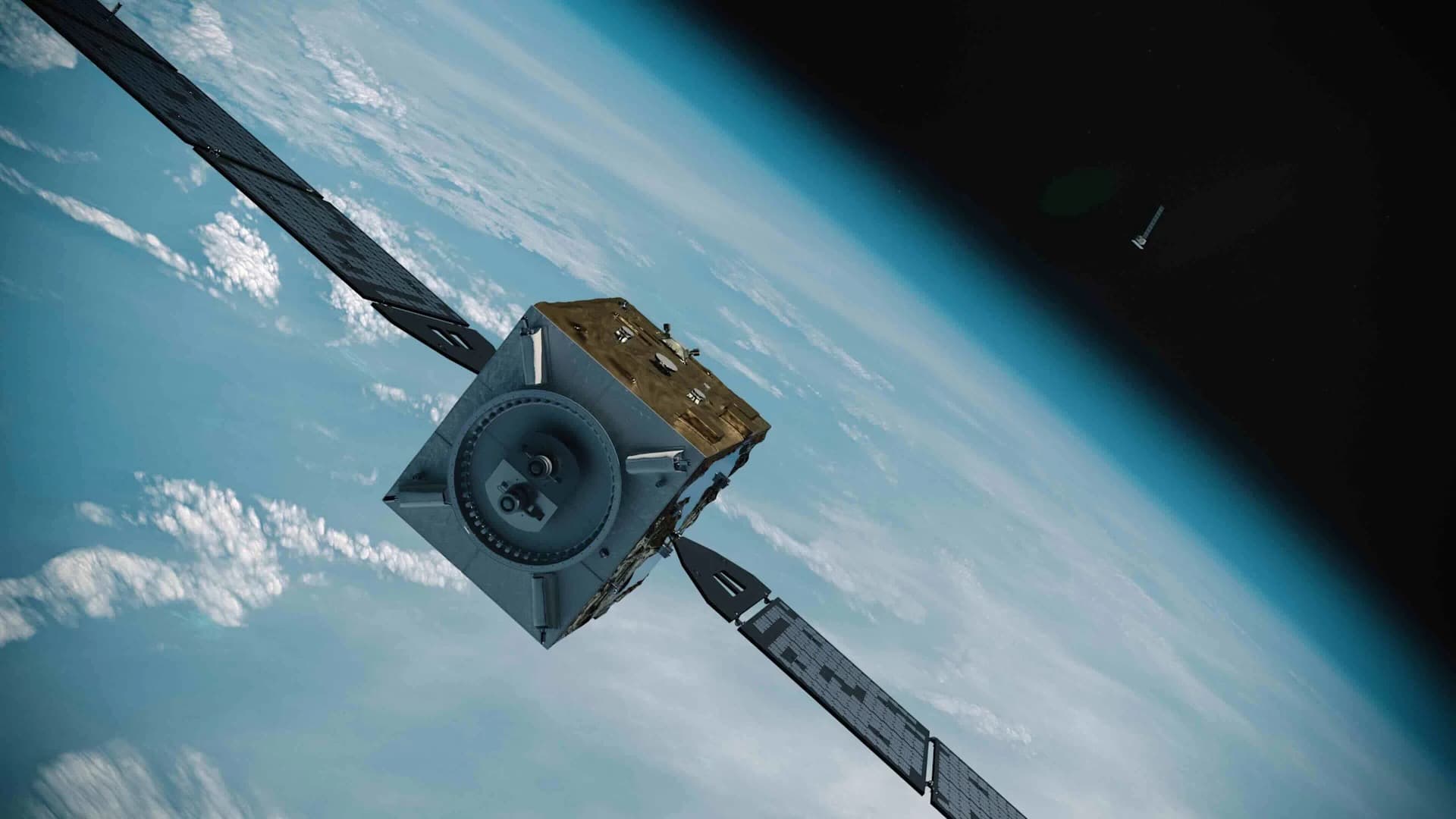 Artist's illustration of Astroscale's ISSA-J inspection mission in Earth orbit.