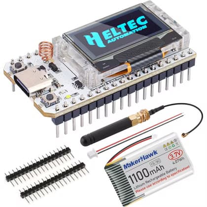 MakerHawk Heltec V3 LoRa board with battery.