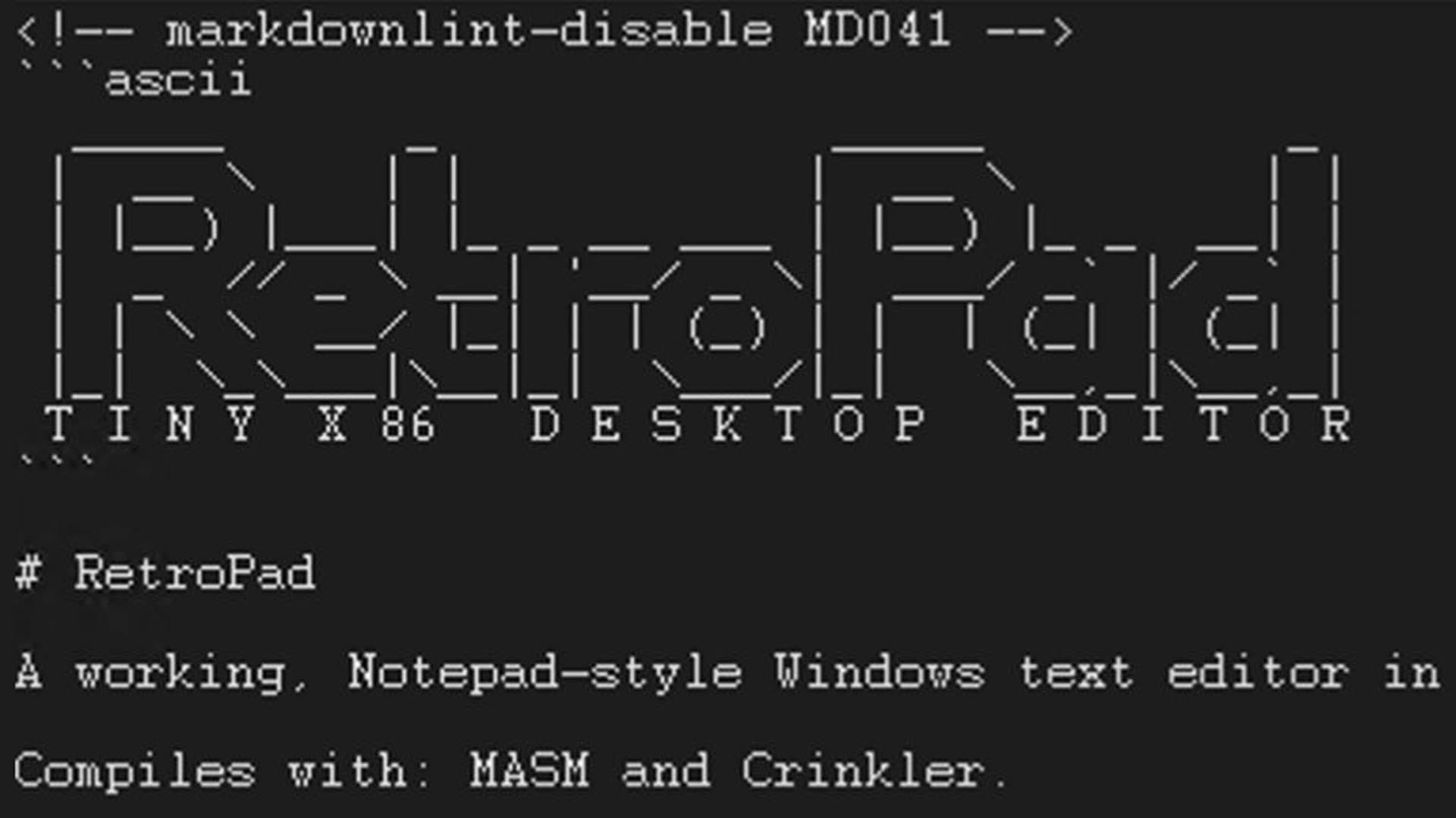 RetroPad in dark mode