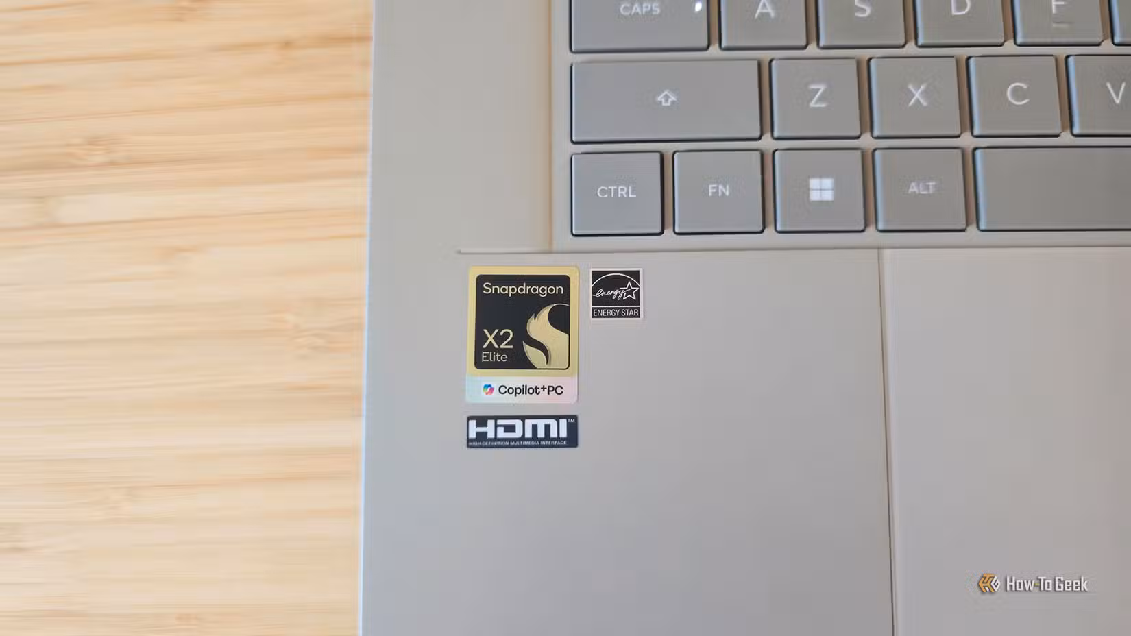The Snapdragon X2 Elite CPU sticker on the ASUS Zenbook A16 (2026) laptop.