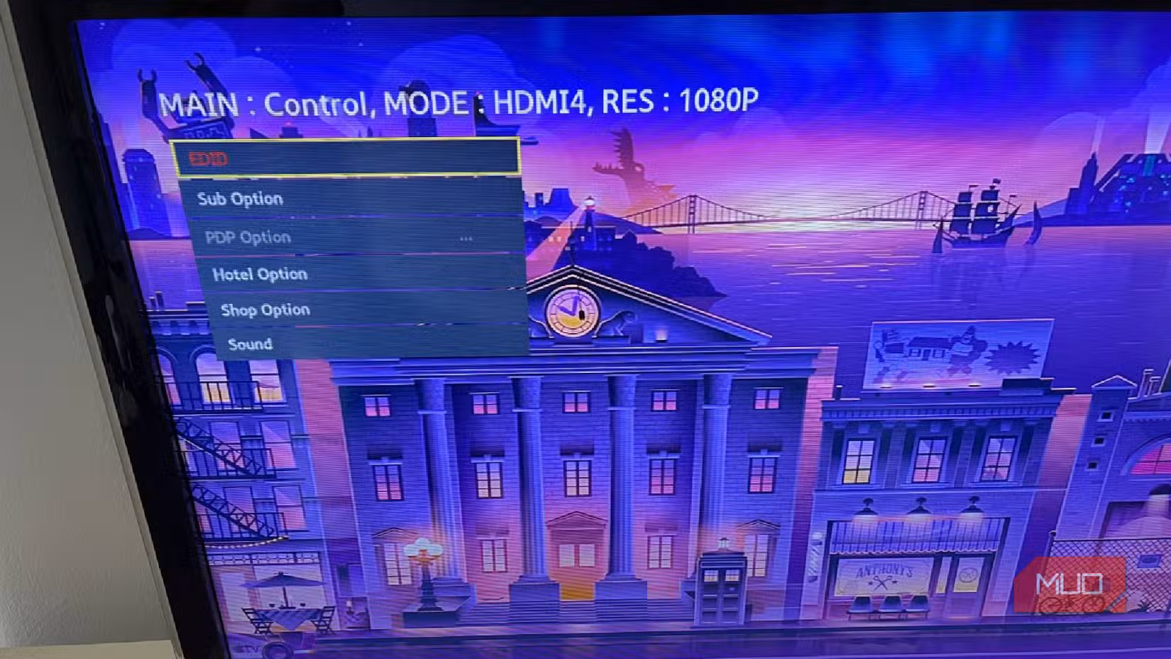 The EDID menu control mode Samsung TV settings menu