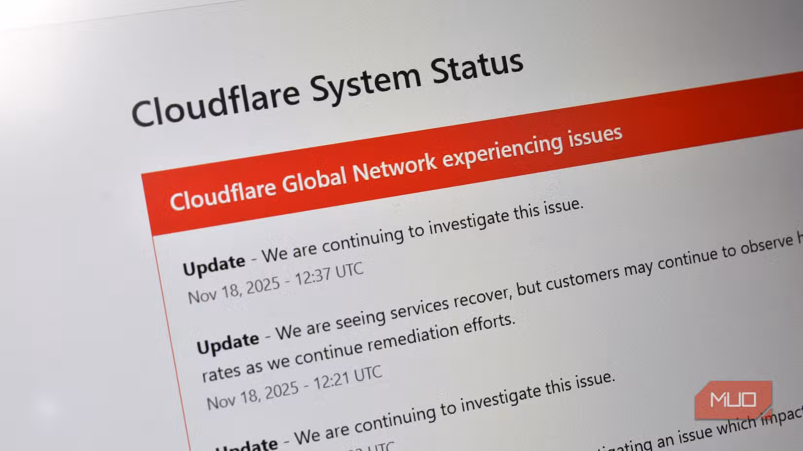 cloudflare system status error page 2025.