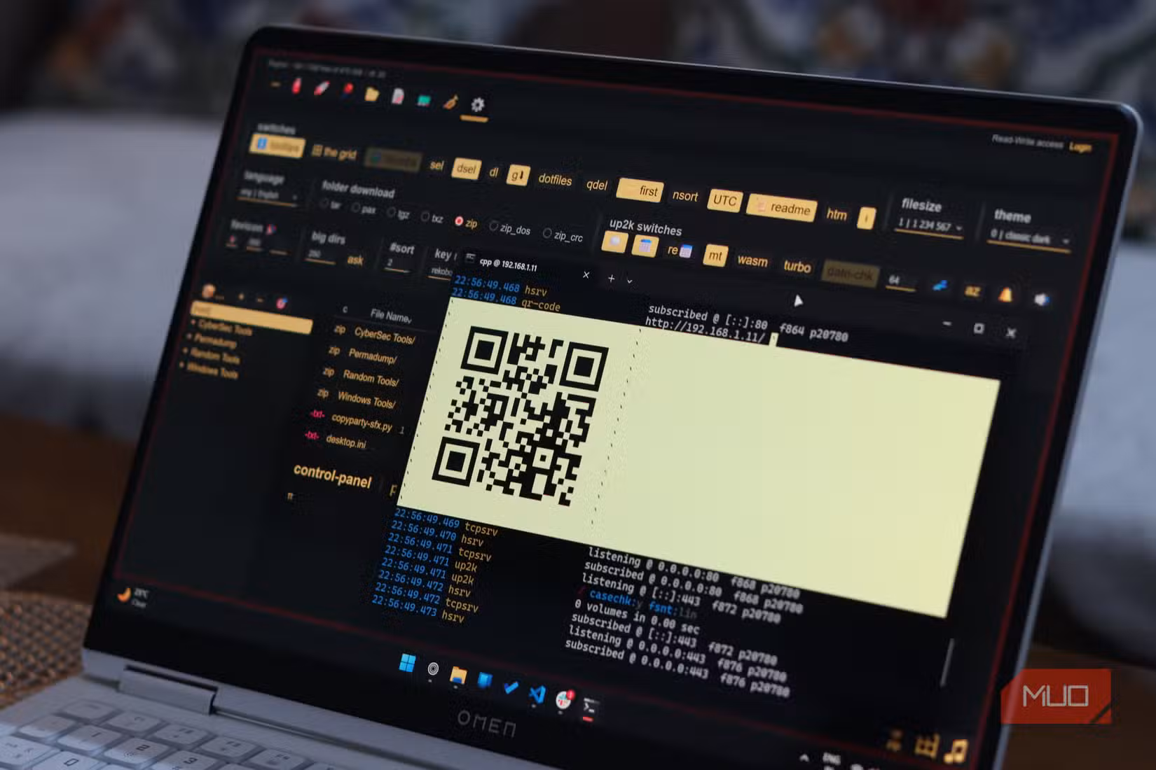 Copyparty running on Windows 11 laptop.
