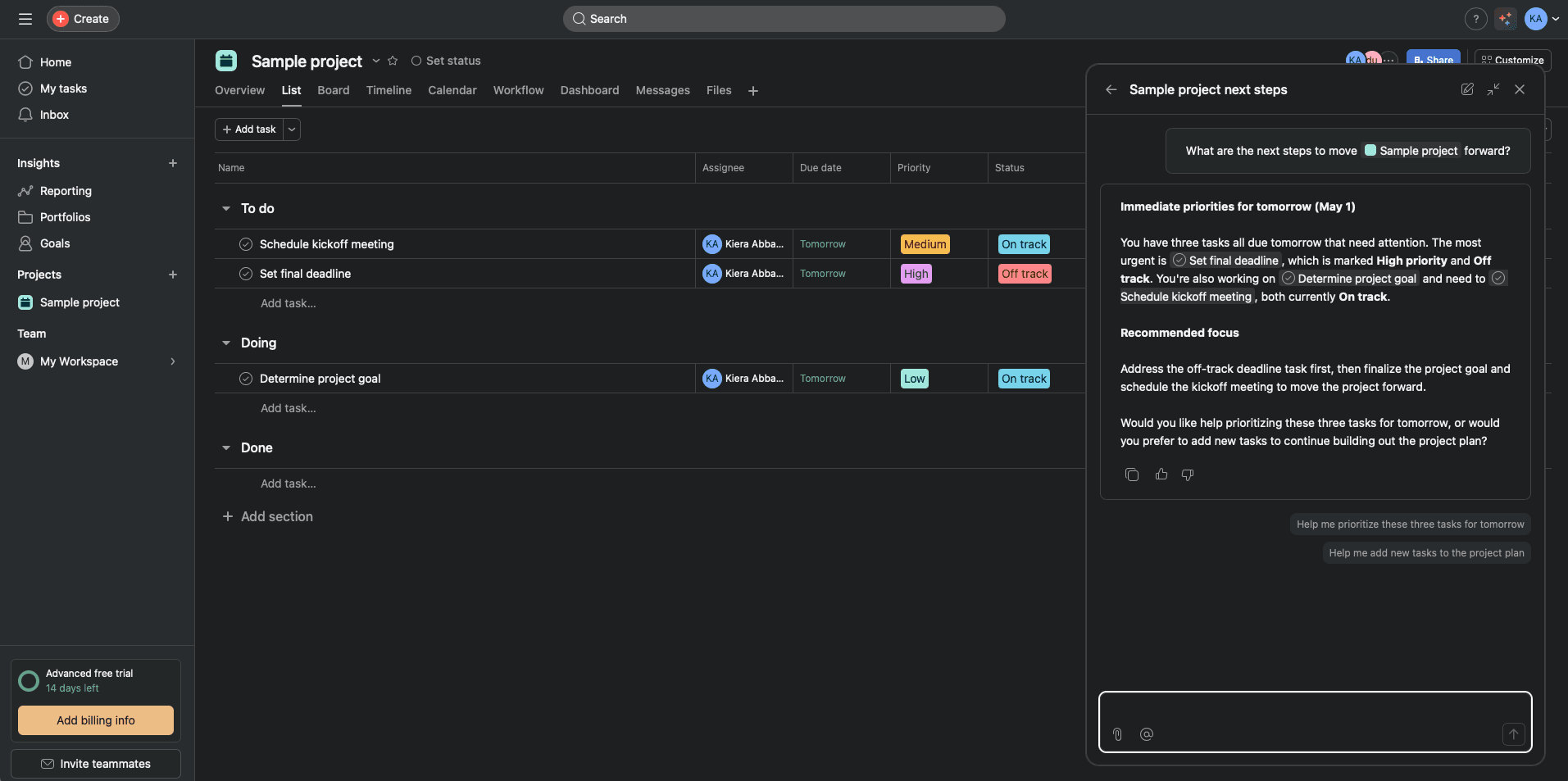 Asana, our pick for the best small business project management software for ultimate project flexibility