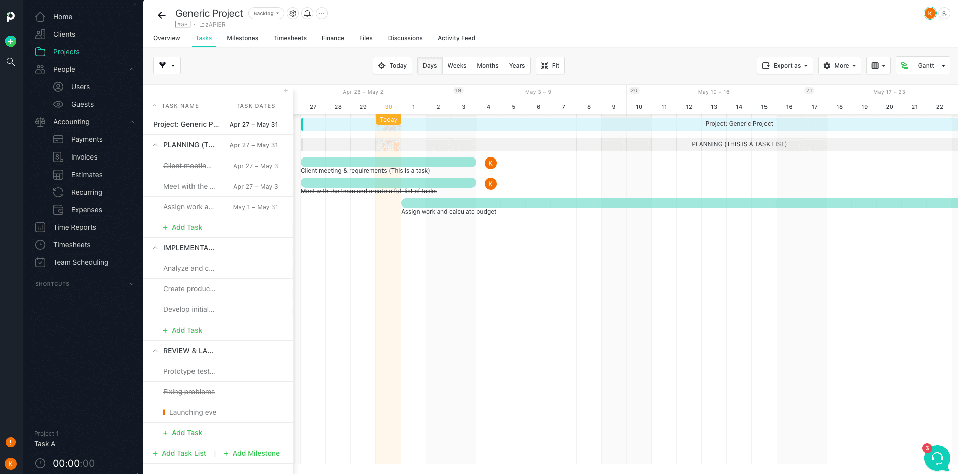 Paymo, our pick for the best project management software for managing client projects