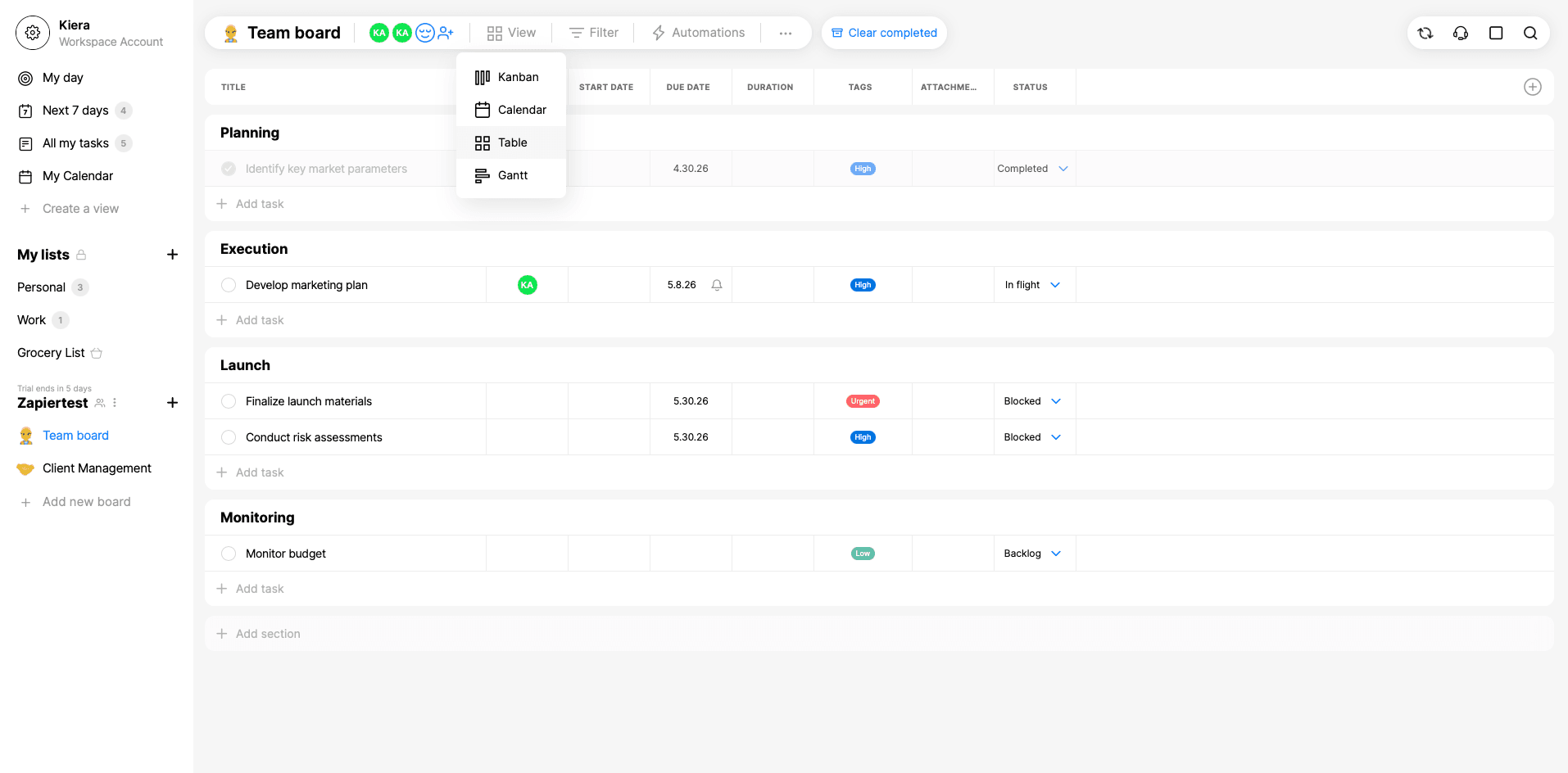 Any.do, our pick for the best project management software for individuals and small teams