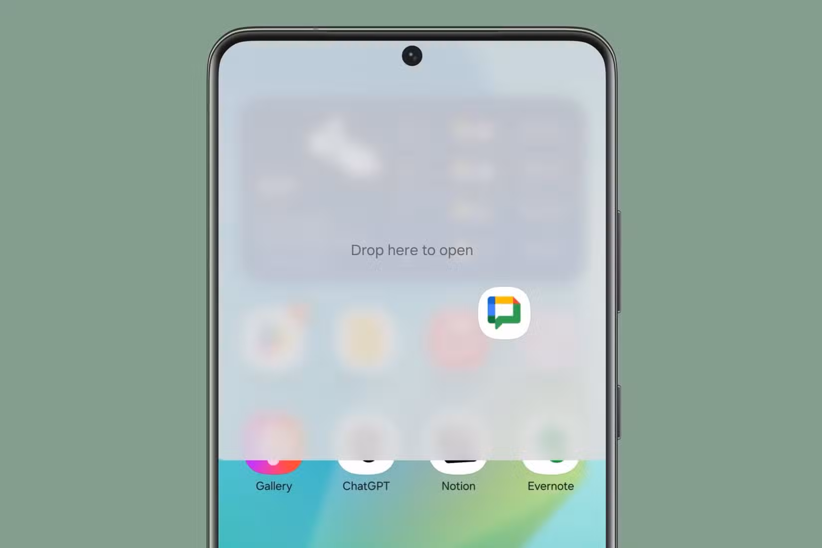 Drag app to top or bottom of screen to enable split-screen on an Android device.