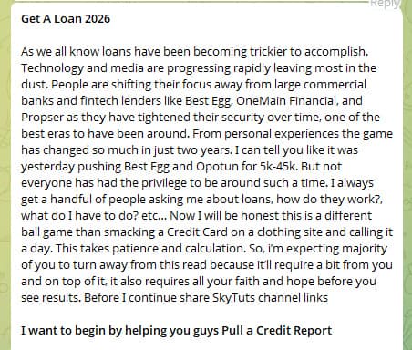 Screenshot from the method shared in the chat group, showing the threat actor’s opening