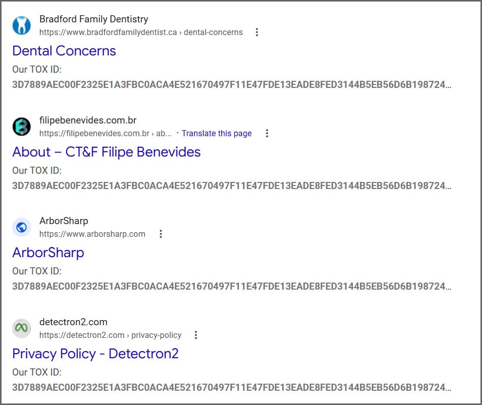 Google listing of websites hit in Sorry ransomware attacks