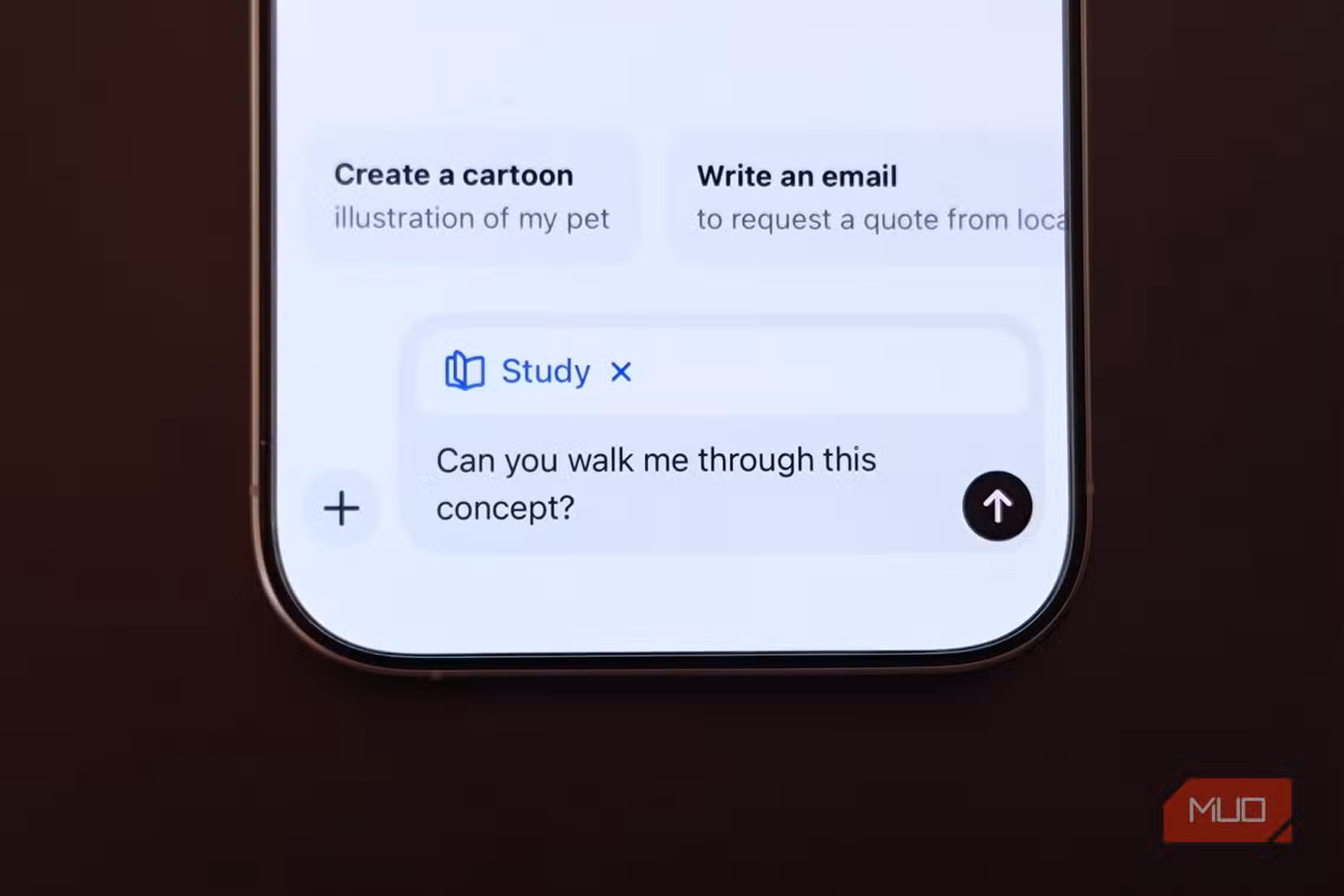 ChatGPT study mode on an iPhone