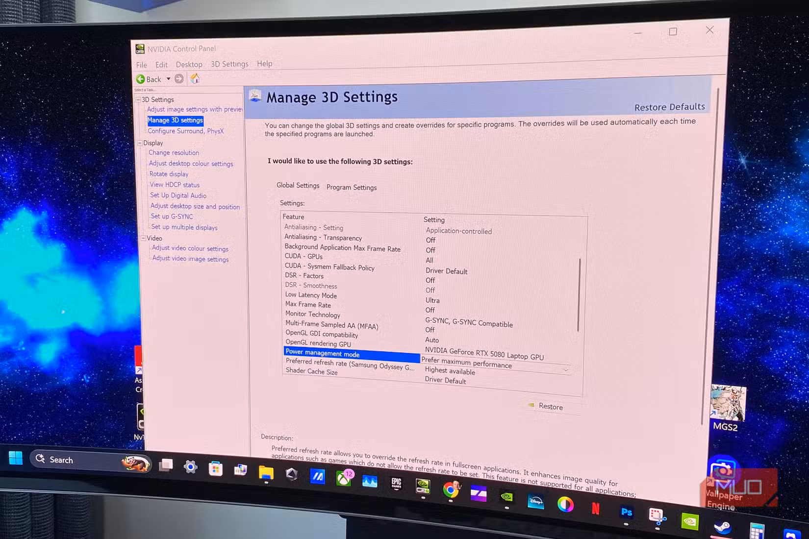 Nvidia Power Management Mode in the Nvidia Control Panel