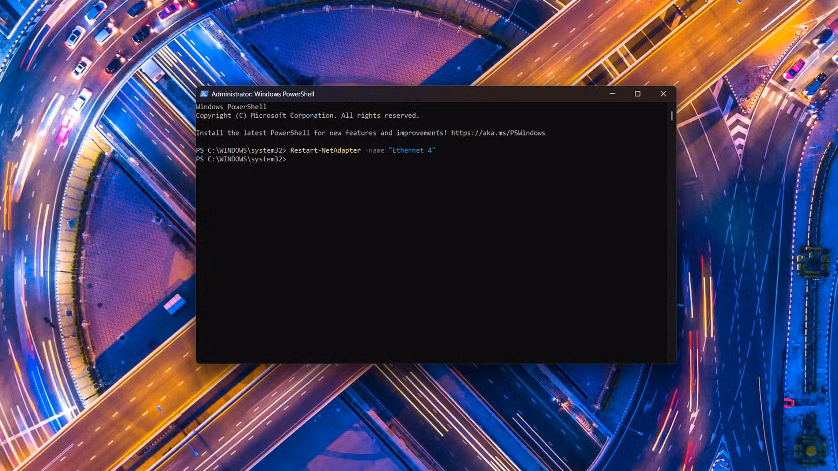 Restarting a network adapter in PowerShell.