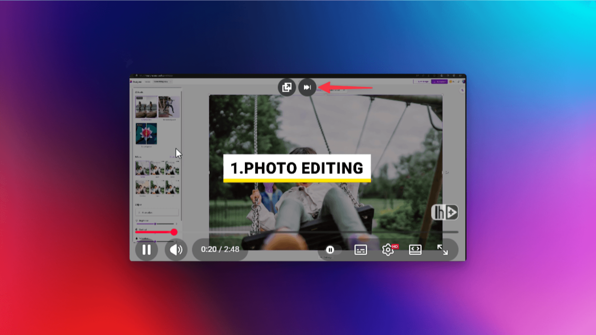 The video ad skip button in Opera browser.
