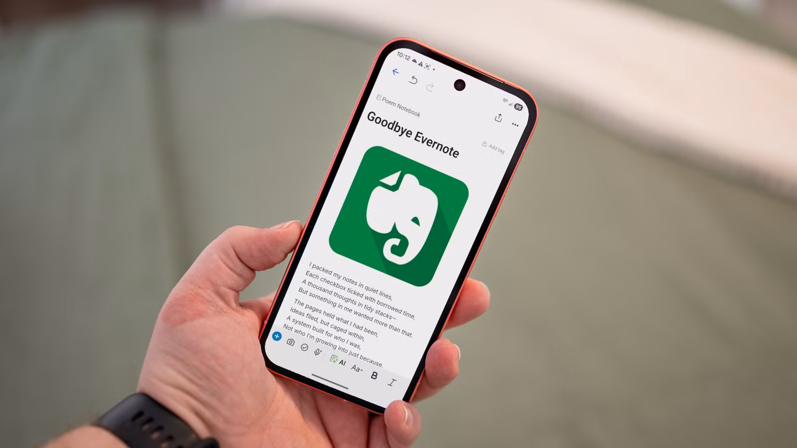 Evernote app on Pixel phone