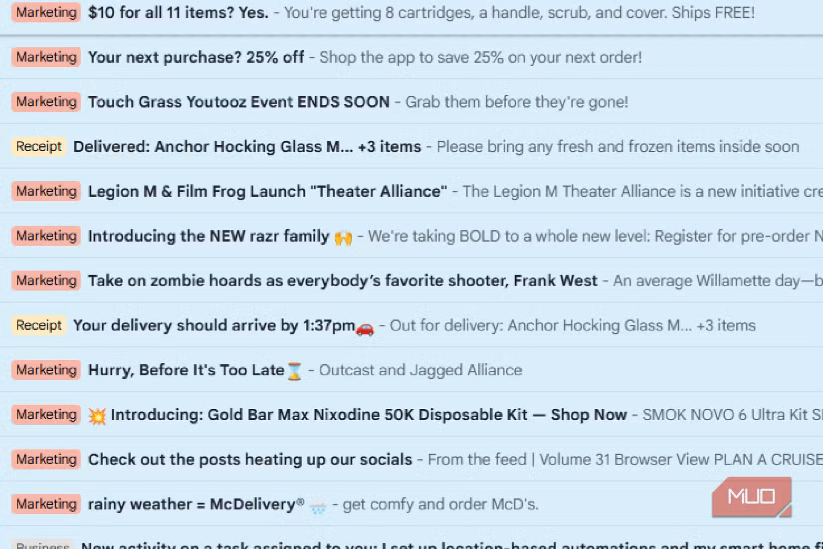 Marketing Receipts