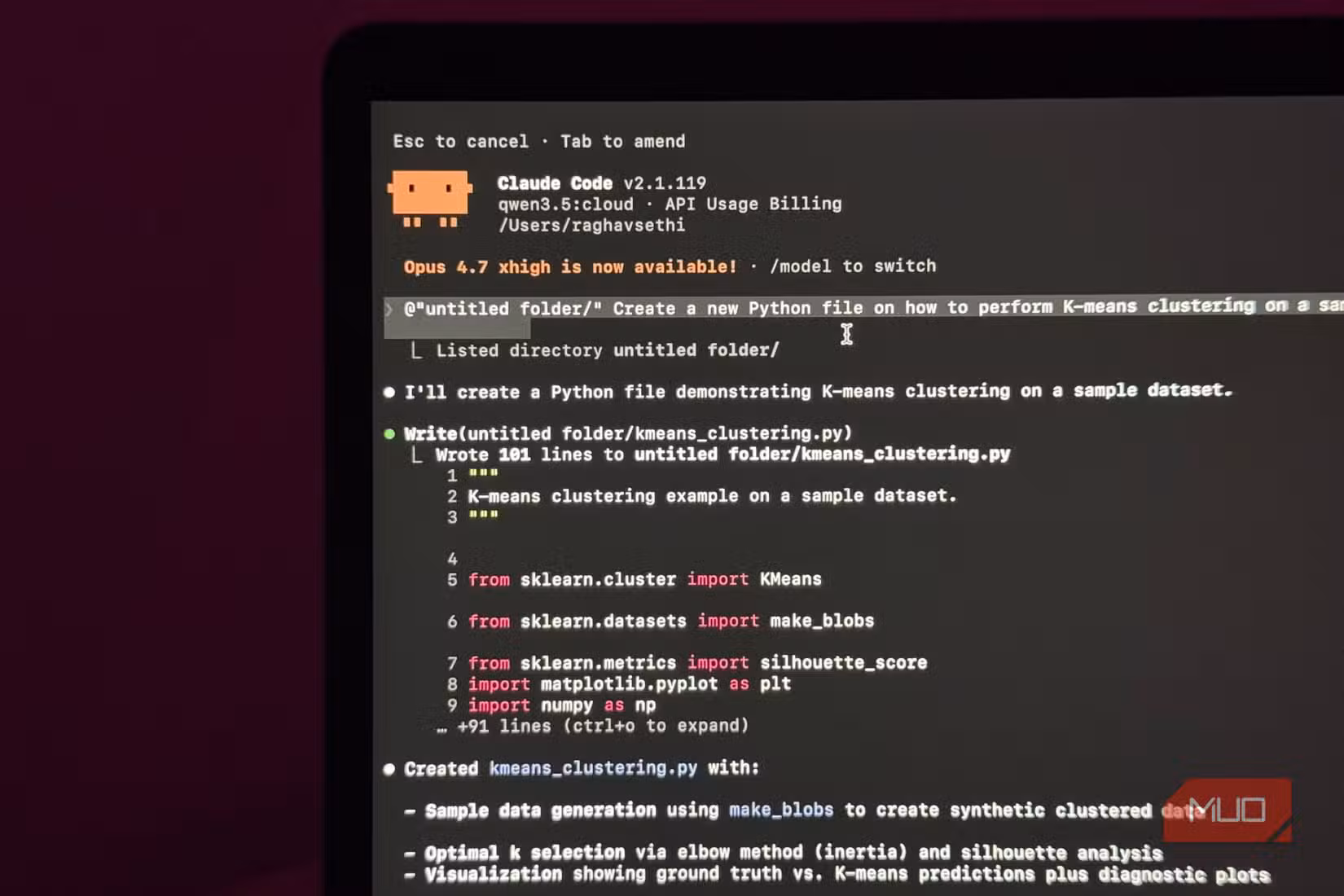 Claude Code running on a MacBook