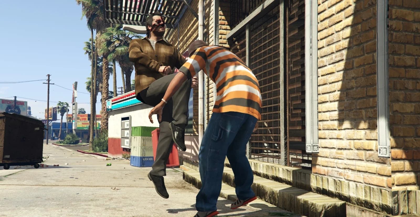 A man gets kneed in the face.