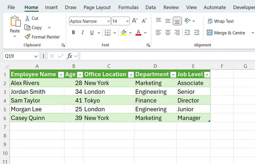 The output of two tables being merged in Excel's Power Query.