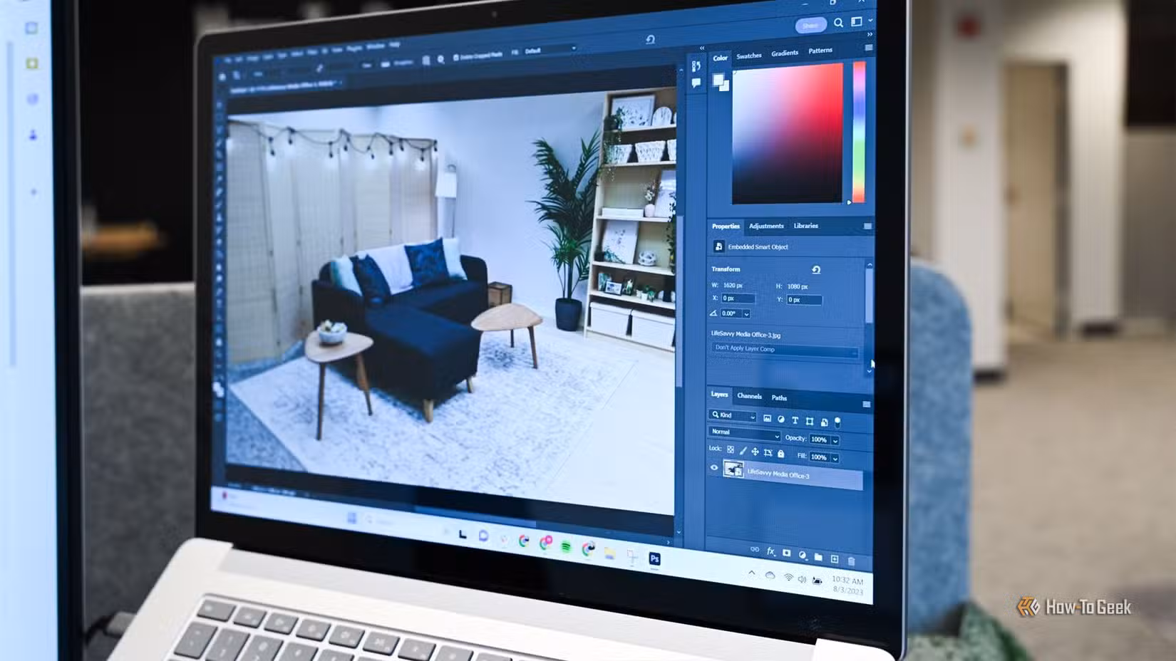 Editing with Photoshop on a MacBook.