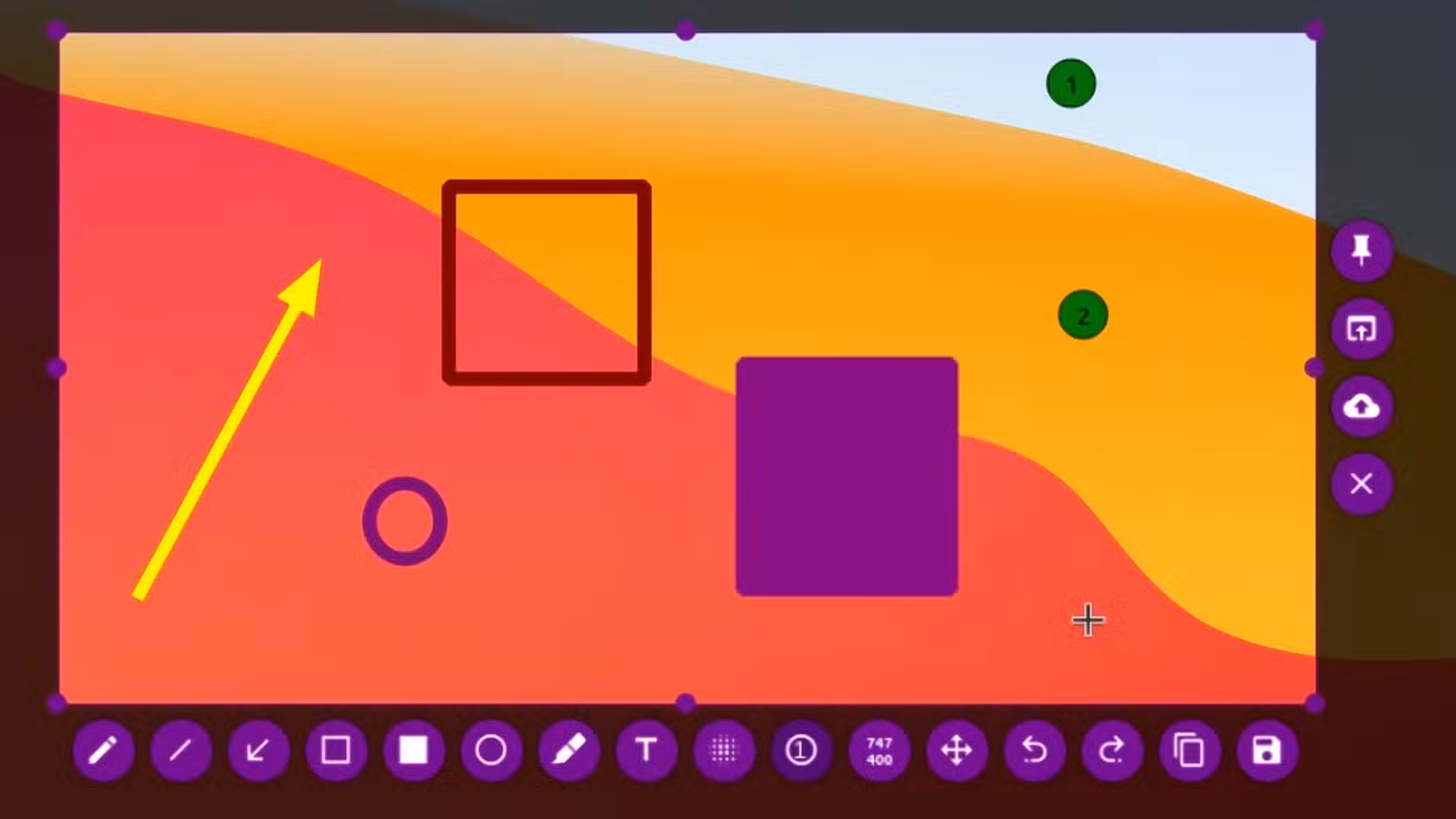 Flameshot taking a screenshot of shapes