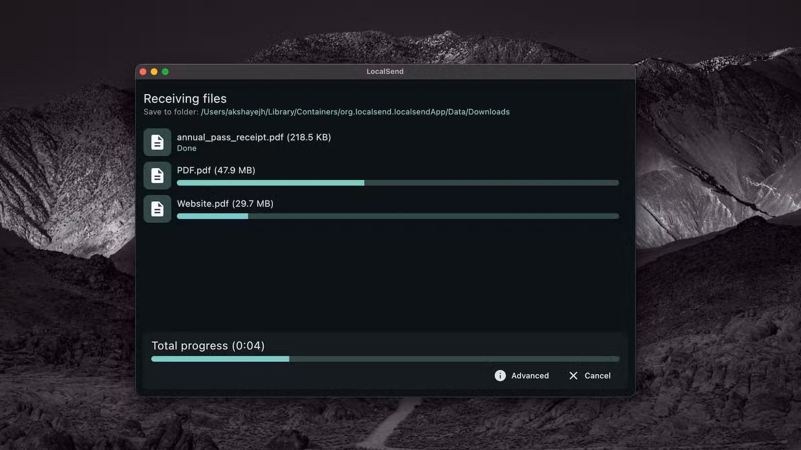 Localsend downloading files