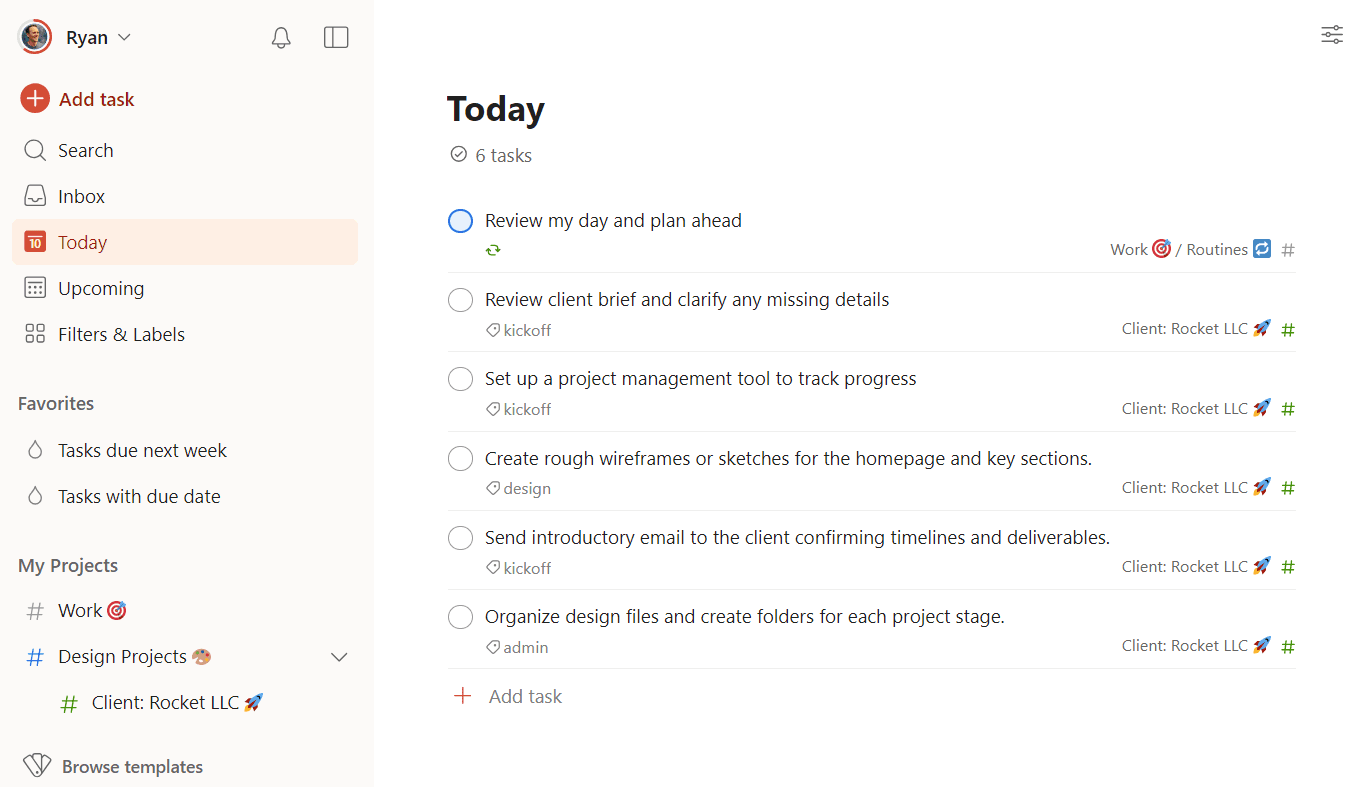 Todoist, our pick for the best Trello alternative for managing to-do lists.
