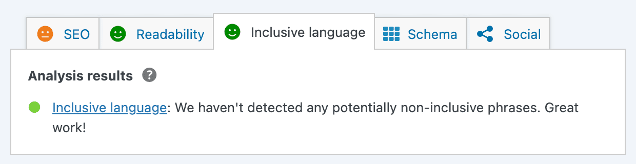 Yoast SEO's inclusive language rating