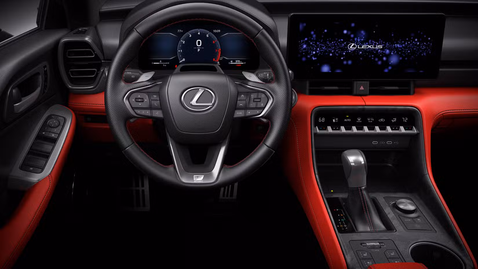 Shot of the steering wheel in a 2026 Lexus IS Facelift.
