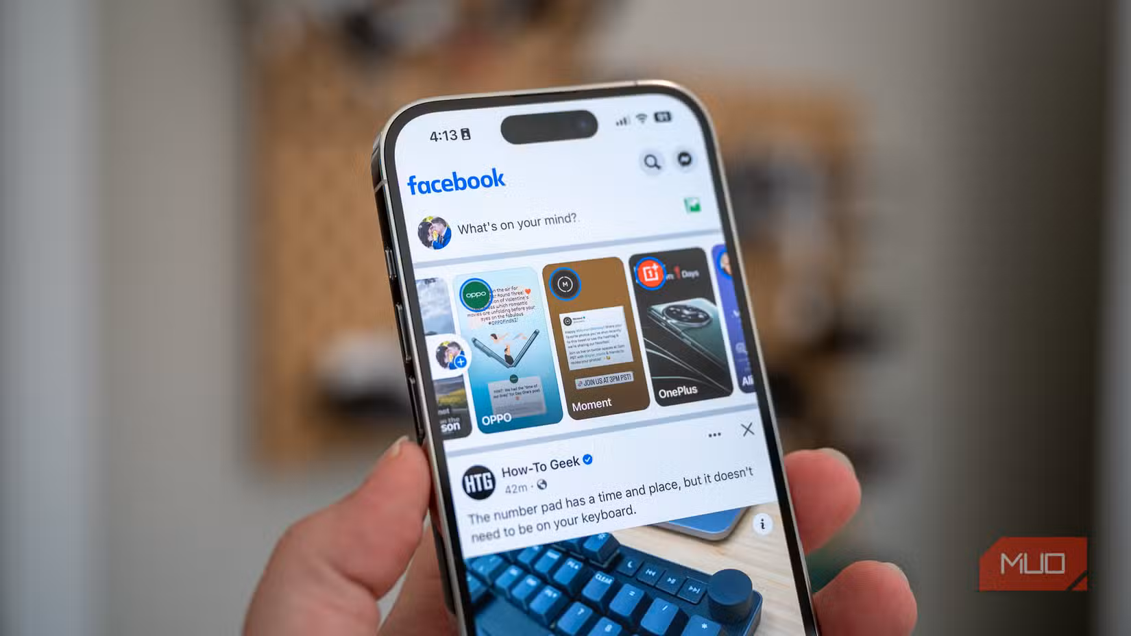 Facebook home page on an Apple iPhone 14 Pro