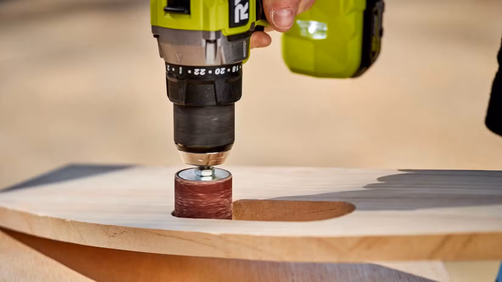 Ryobi drill sanding attachment for wood