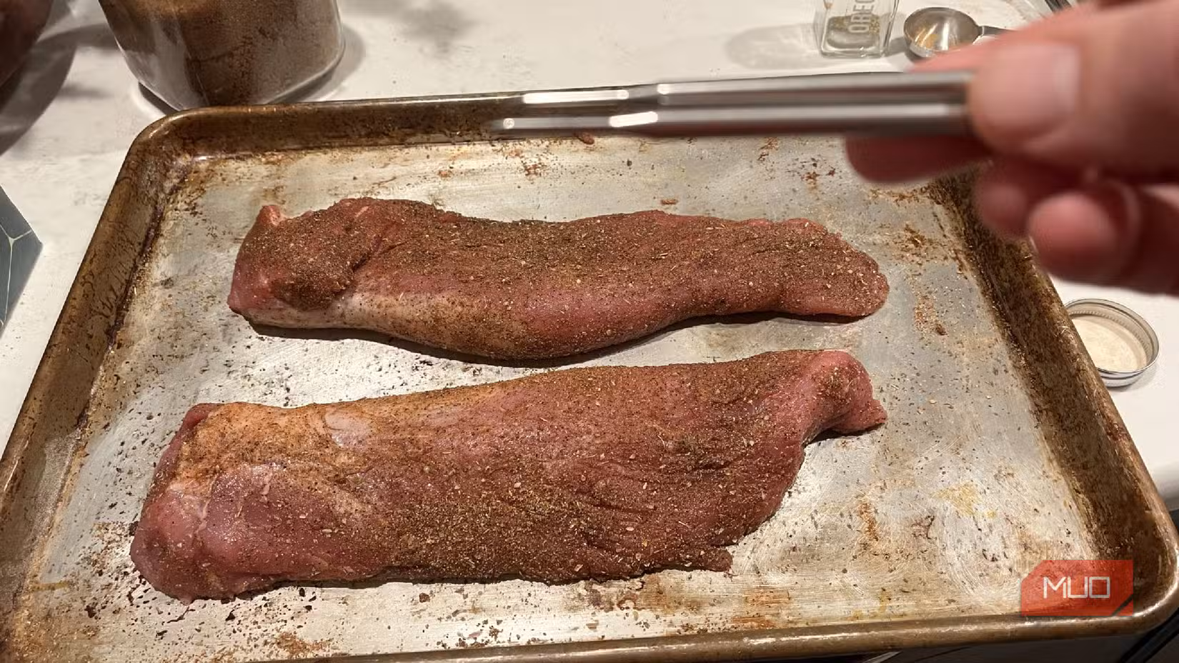 The Thermoworks RFX probes above pork