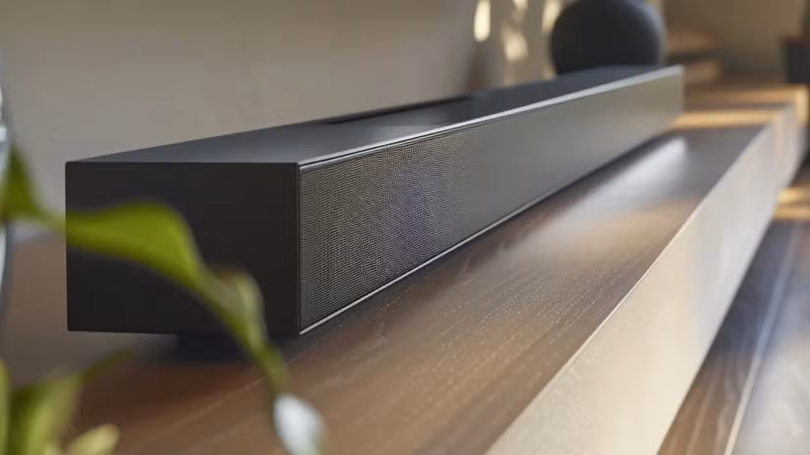 A soundbar on a desk