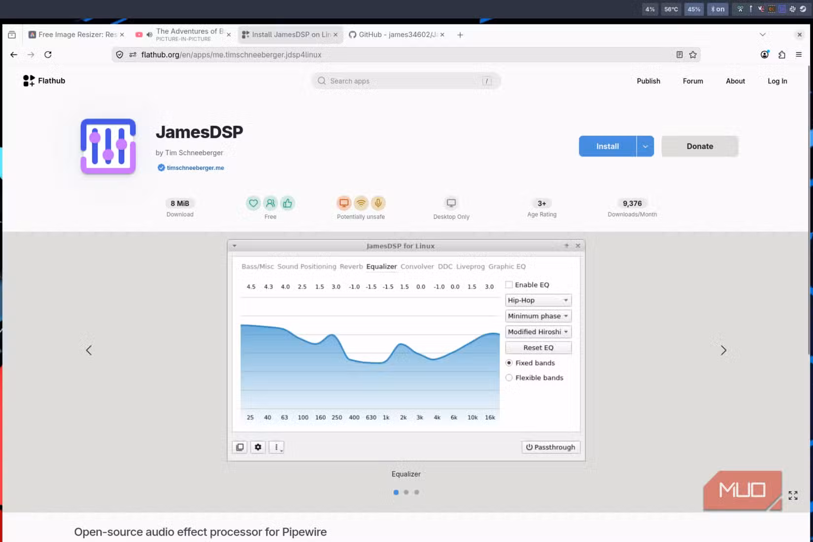 The flatpak page for JamesDSP
