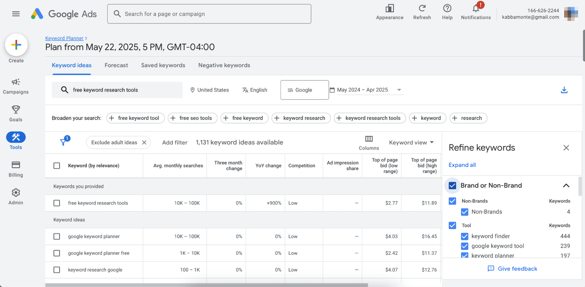 Google Keyword Planner, our pick for the best free Ahrefs alternative
