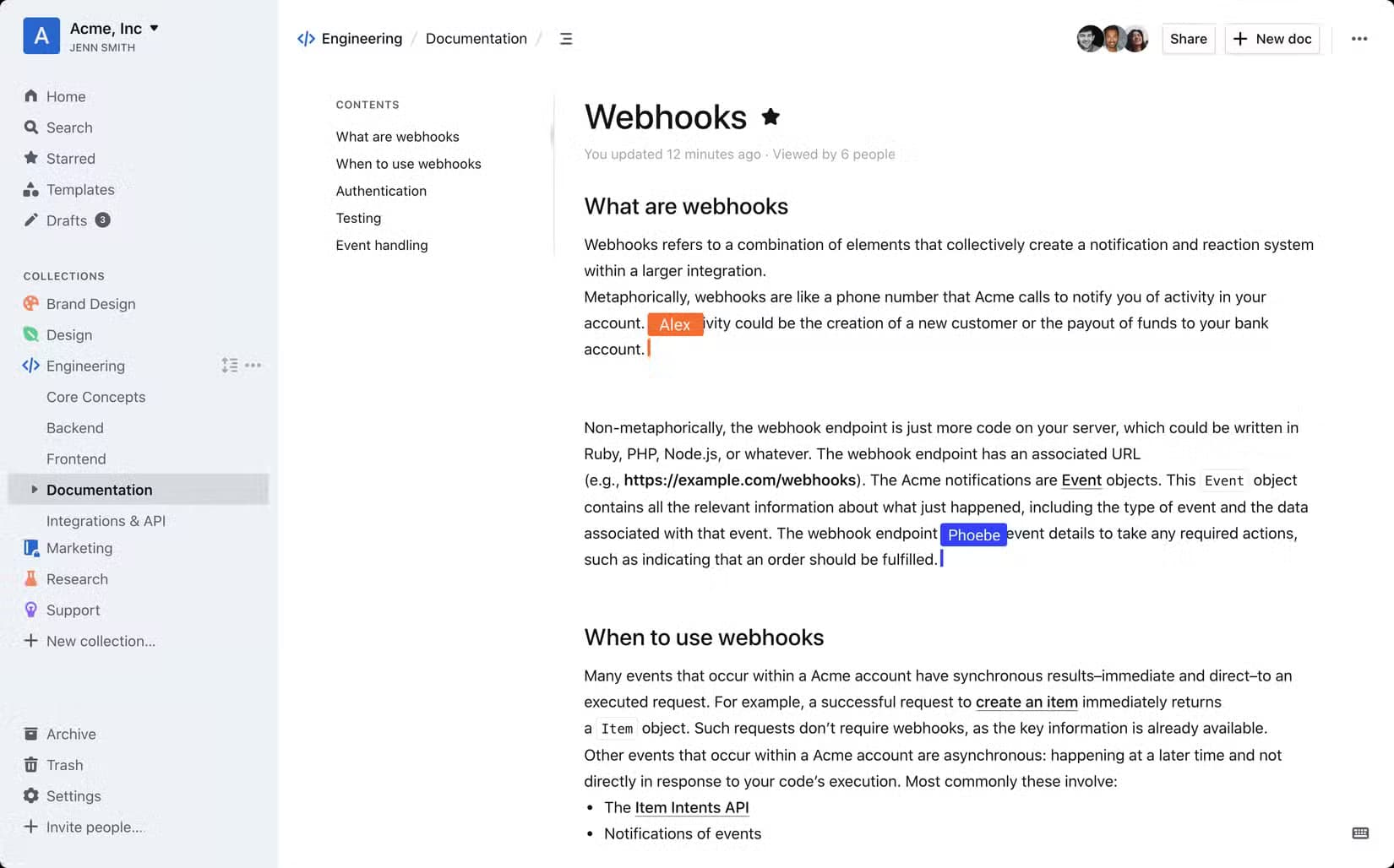 Outline knowledge base showing documents.