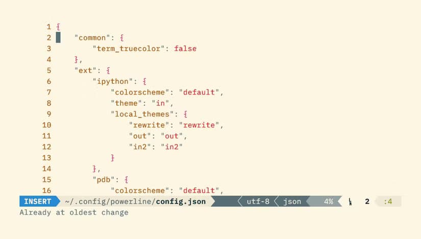 The vim-powerline plugin showing a statusline in colors from the Solarized theme.