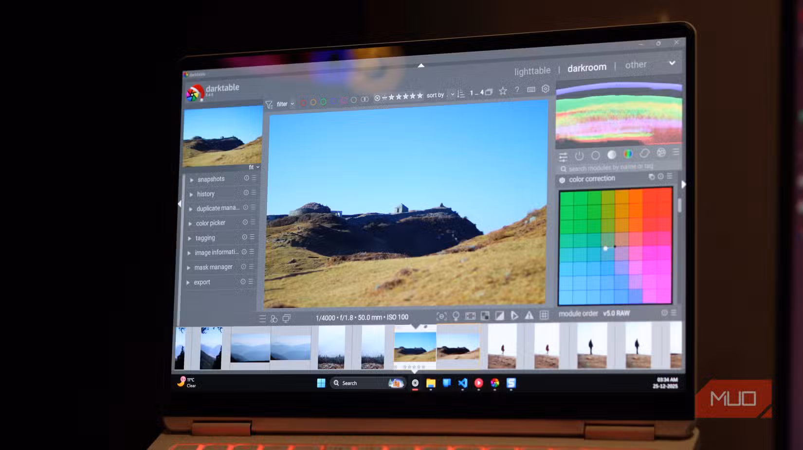 Darktable running on Windows 11.