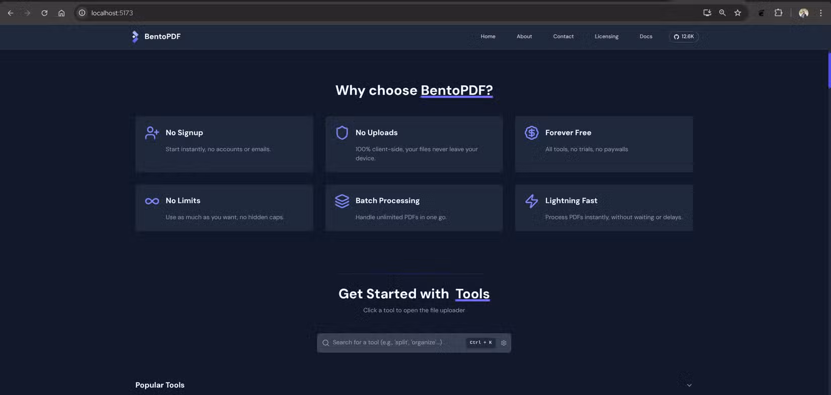 screenshot of Bento PDF user interface
