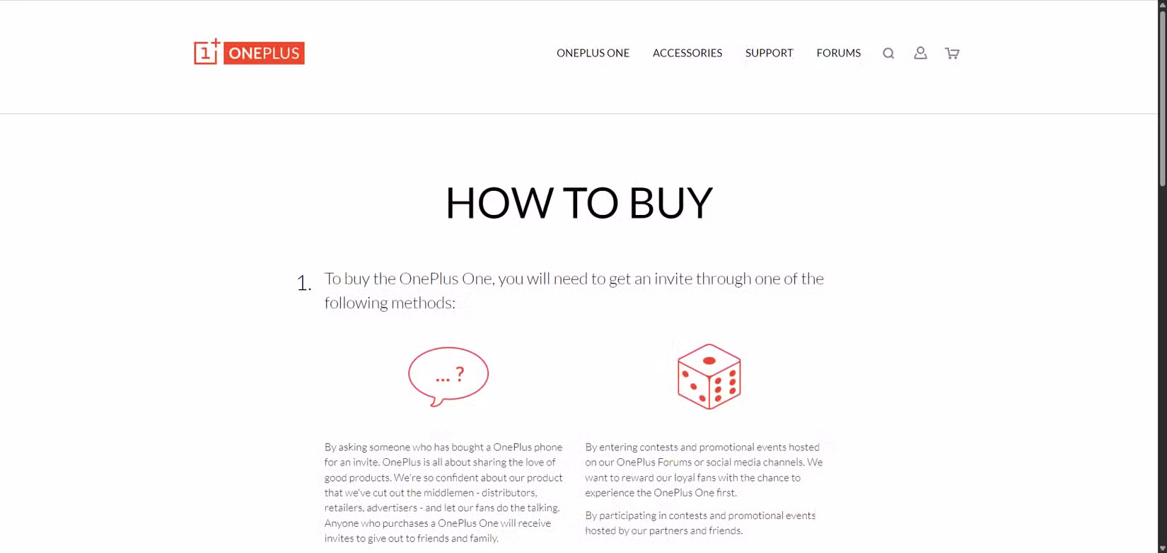 The invite page for the OnePlus One.