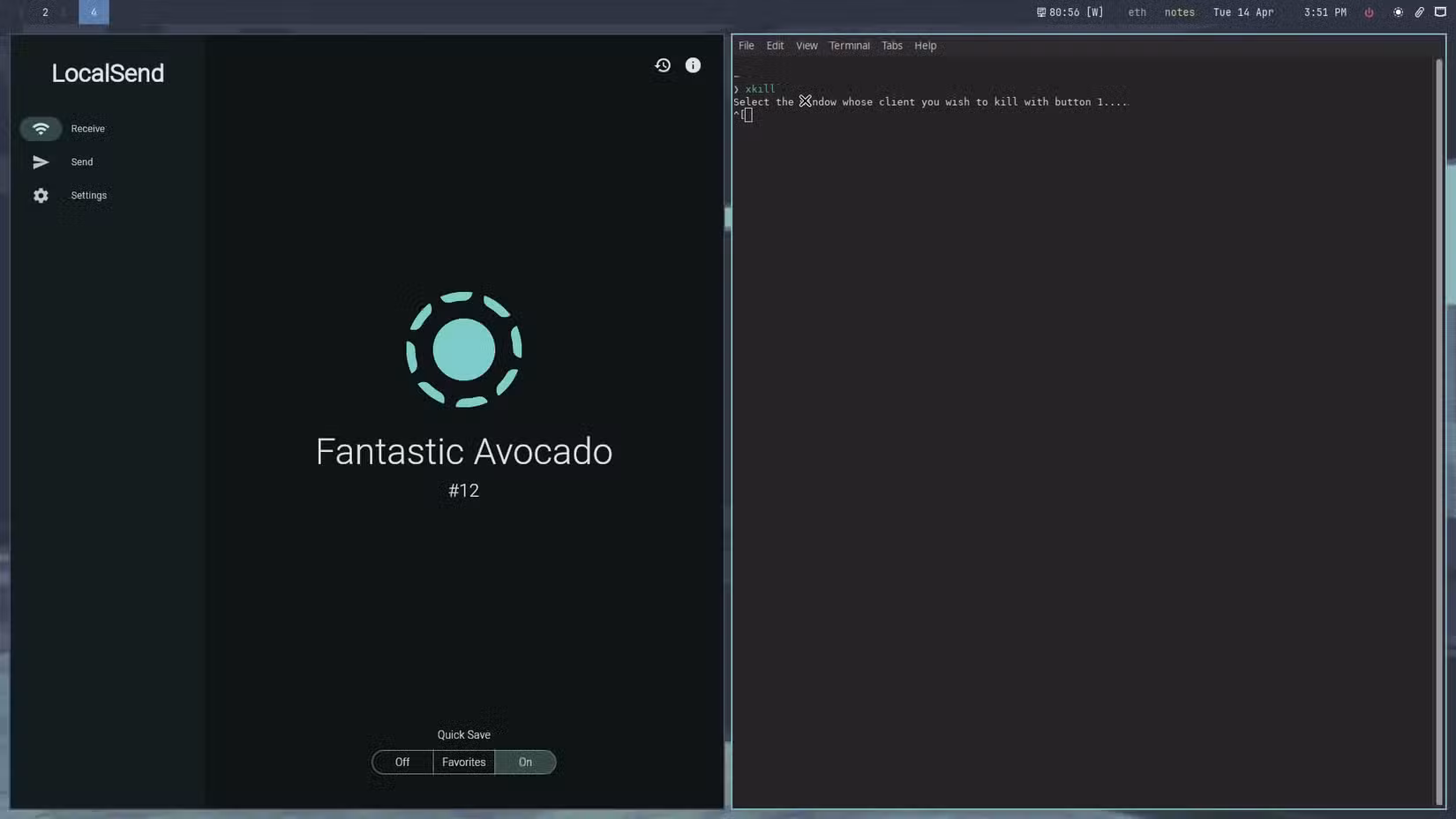 The xkill command lets you kill a process with a single click.